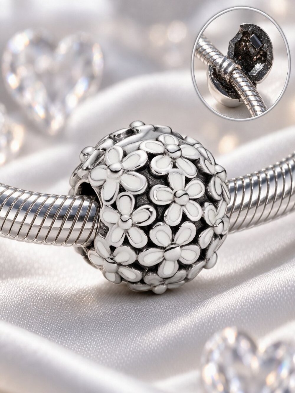 White Daisies Clip Charm (ONE)